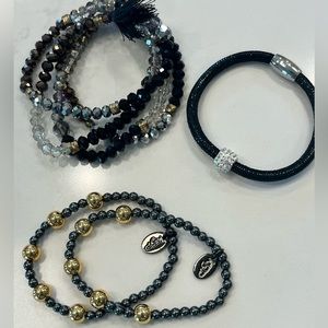 Bundle of 4 Black/Gold & Silver Bracelets